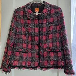 Hearts of Palm Pink and Black Plaid Blazer